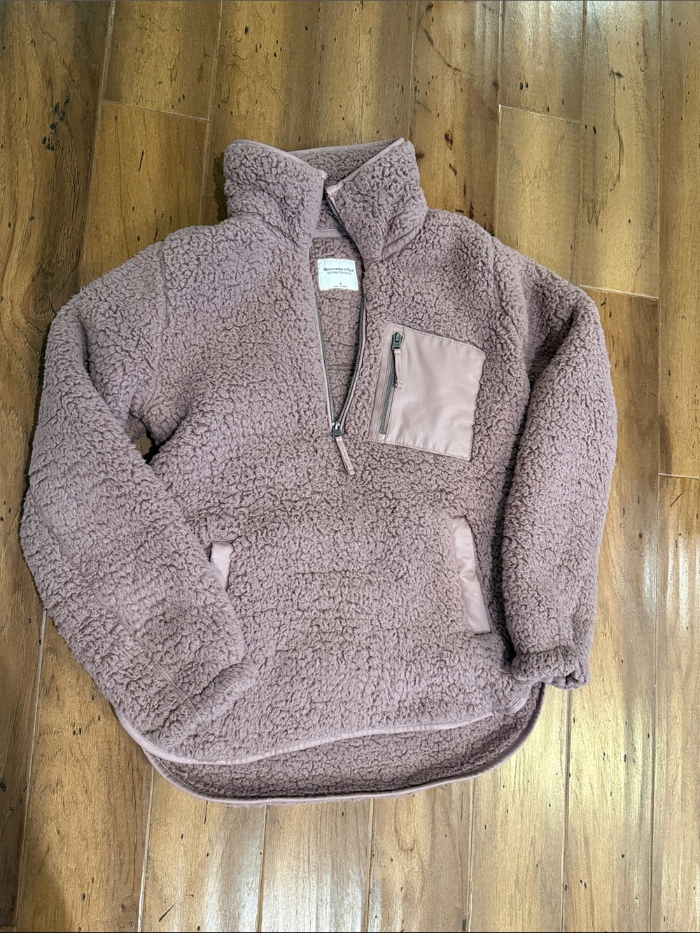 Abercrombie & Fitch Women’s Sherpa Pullover Jacket in Dusty Mauve